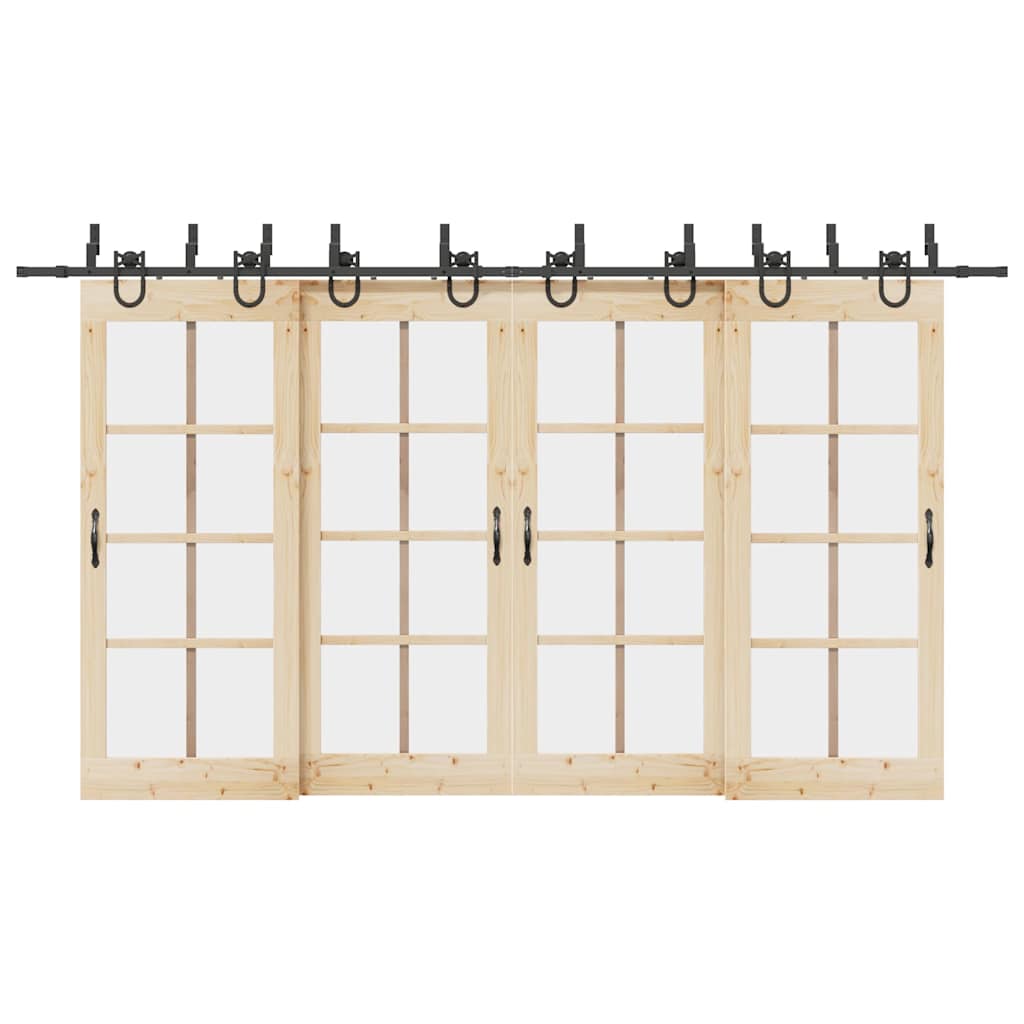 Schiebetürbeschlag-Set 183 cm Stahl Schwarz