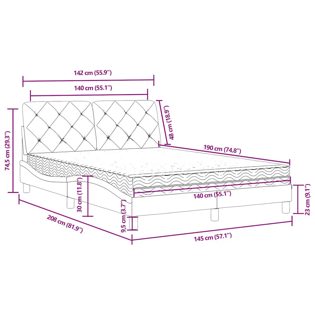 Bett mit Matratze Hellgrau 80x200 cm Samt