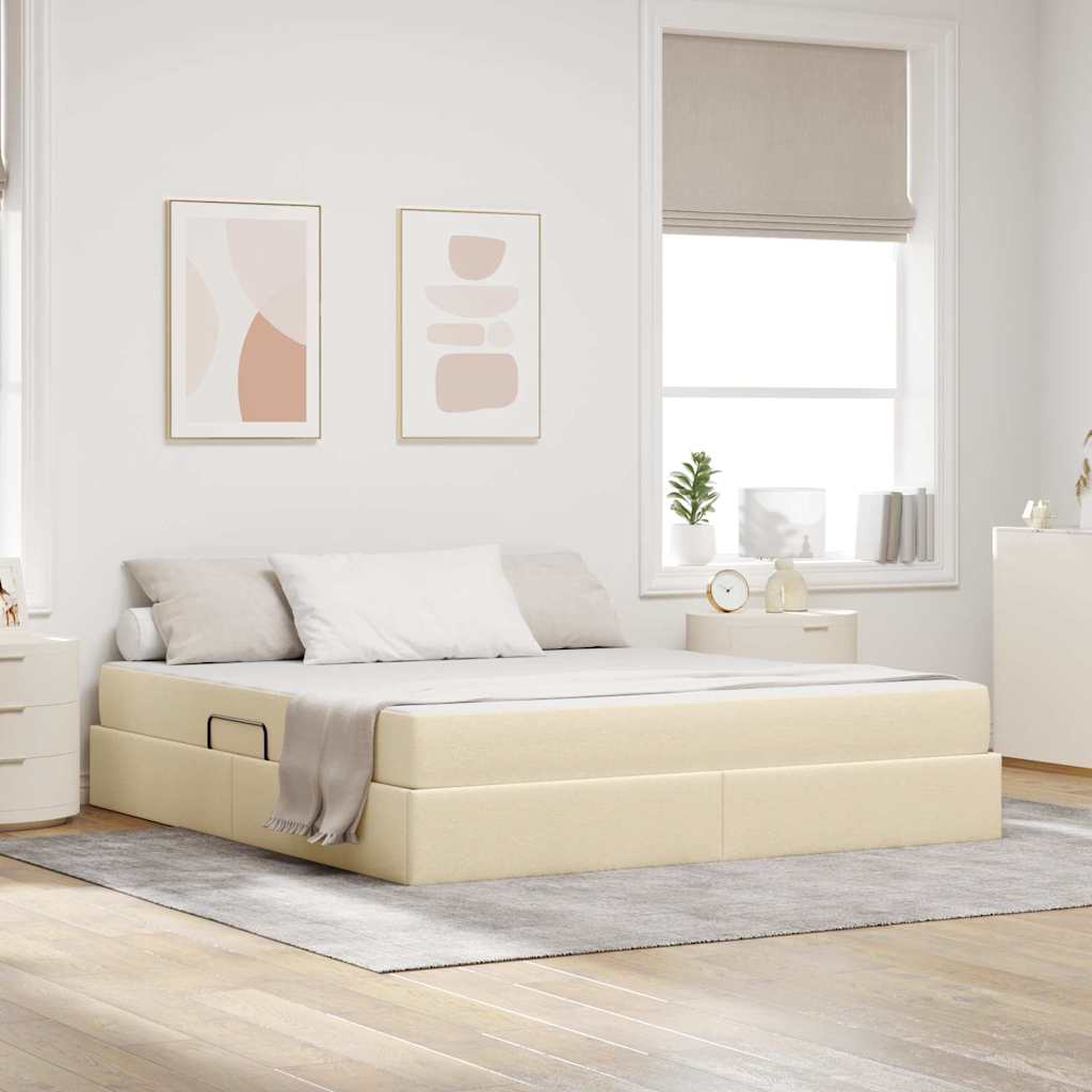 Aufbewahrungsbett mit Matratze Hellgrau 90 x 190 cm Polyester