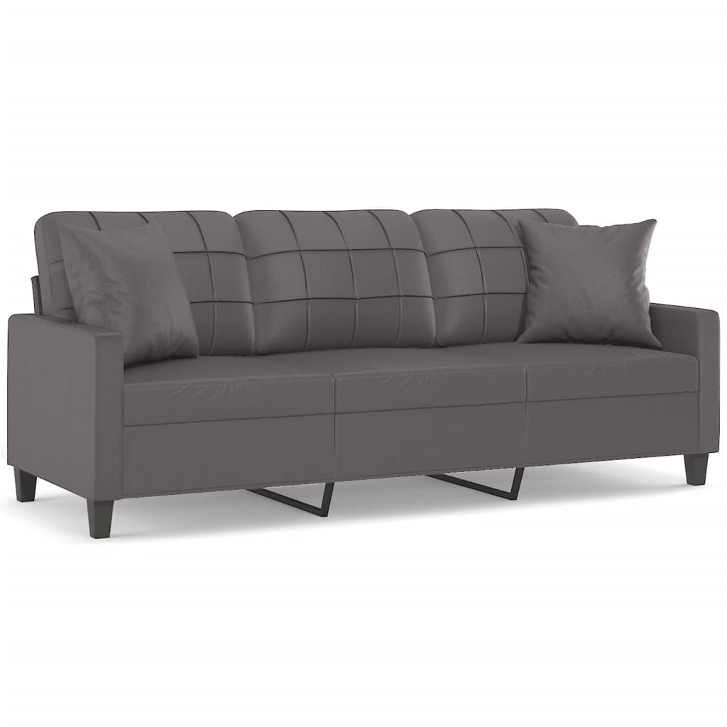 3-Sitzer-Sofa mit Zierkissen Schwarz 180 cm Kunstleder