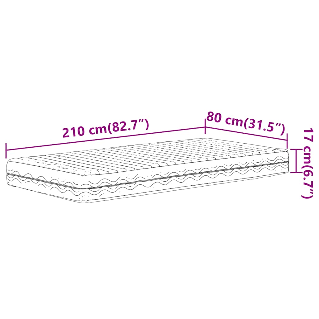 Schaumstoffmatratze Weiß 80x200 cm Härtegrad H2 H3
