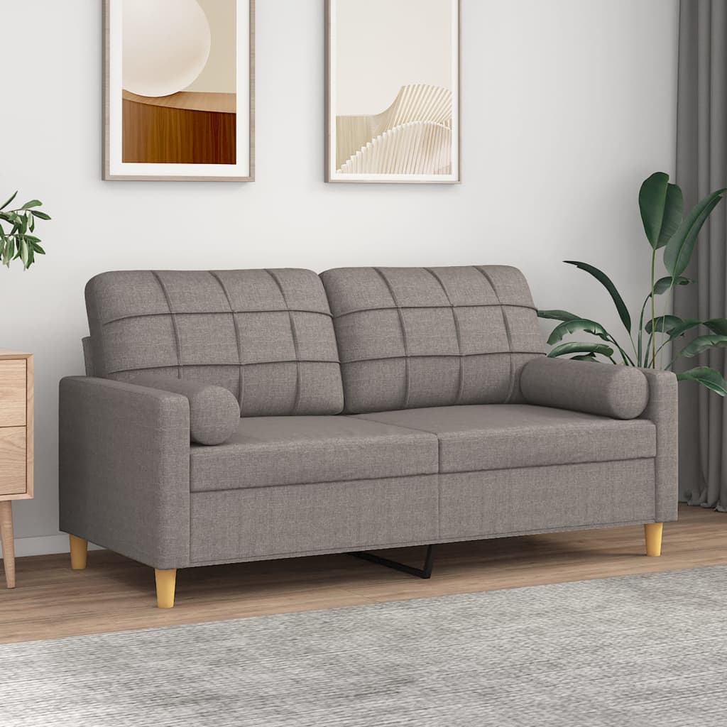 2-Sitzer-Sofa mit Zierkissen Braun 120 cm Stoff