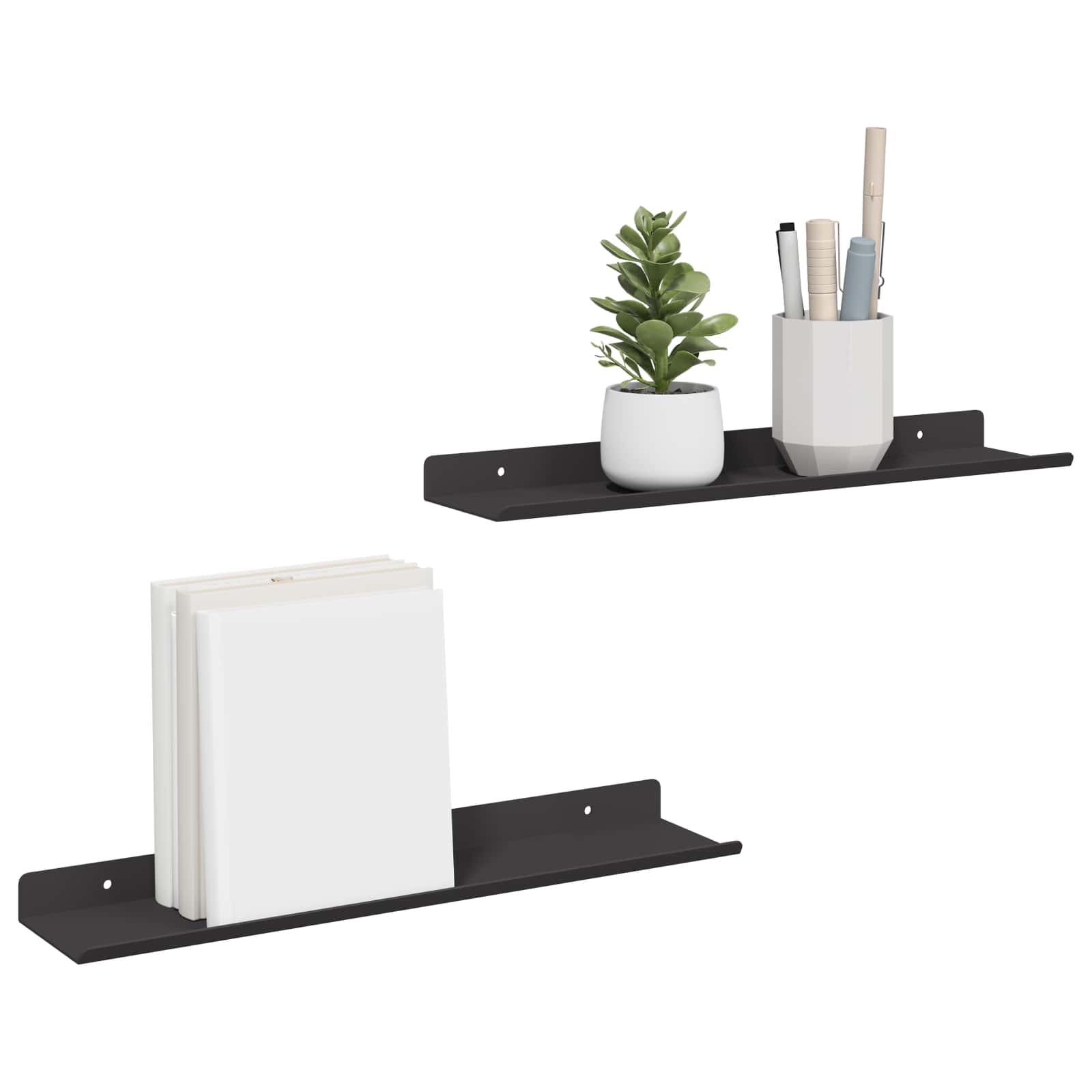 Schwebendes Regal 3 pcs Schwarz 40 x 9 x 2,5 cm Stahl