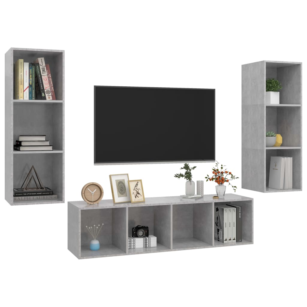 3-tlg. TV-Schrank-Set Weiß Holzwerkstoff