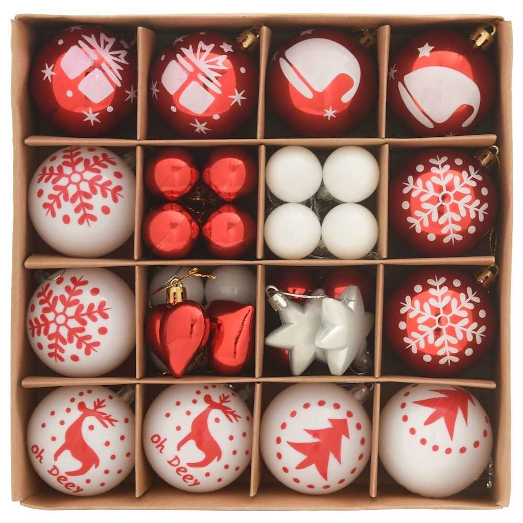 Weihnachtskugel-Set 40 pcs Gold und Rot Kunststoff