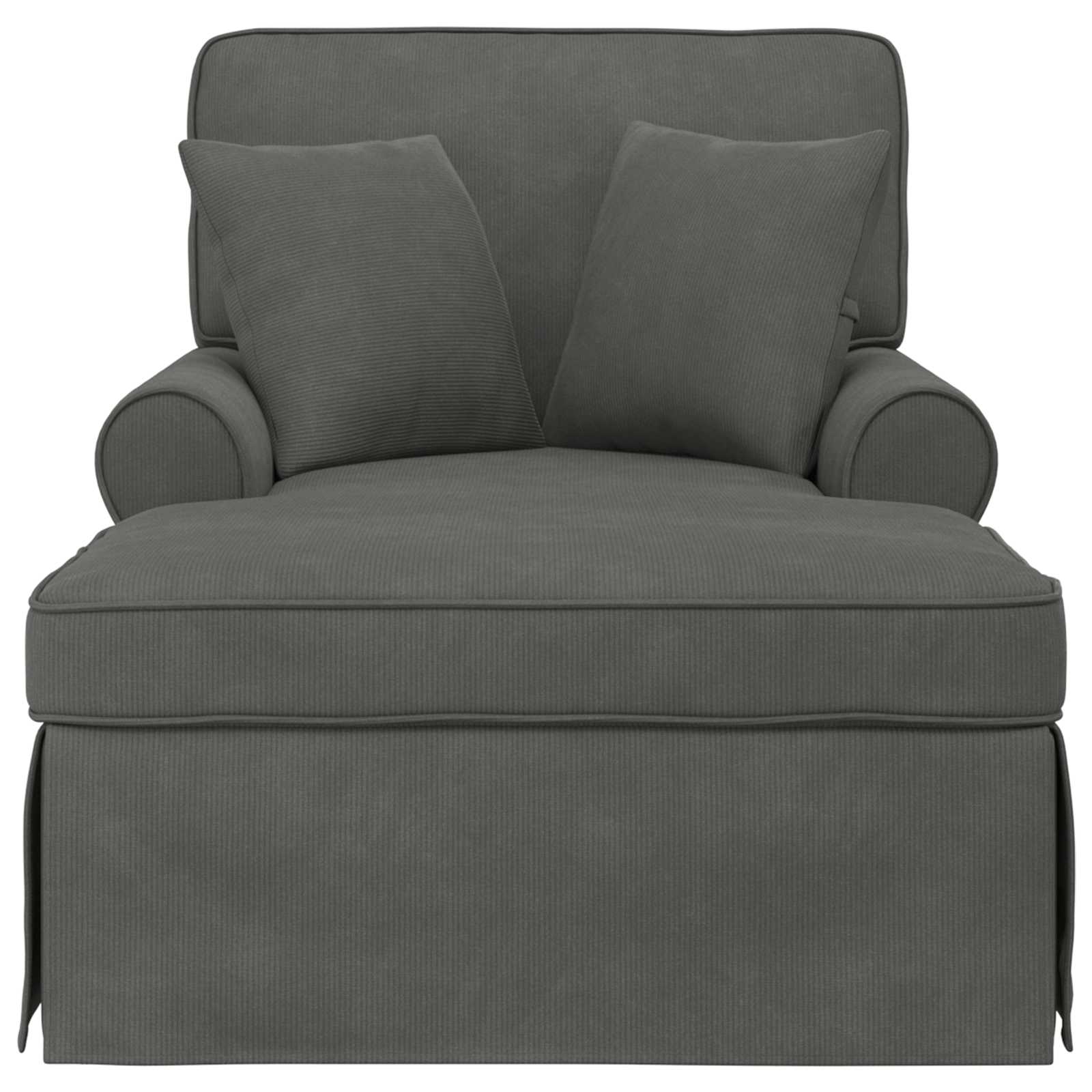 Chaise Lounge mit Rock mit Kissen 3 pcs Hellgrau Cordstoff