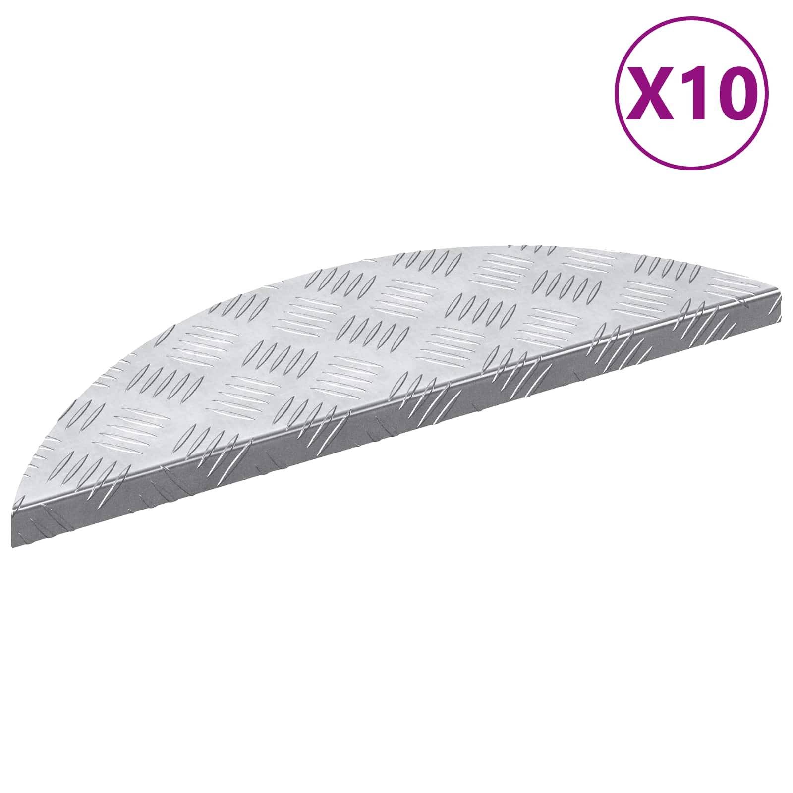 Treppe Tritt Halbmond 5 pcs Silber 60 x 18 x 2,5 cm Aluminium