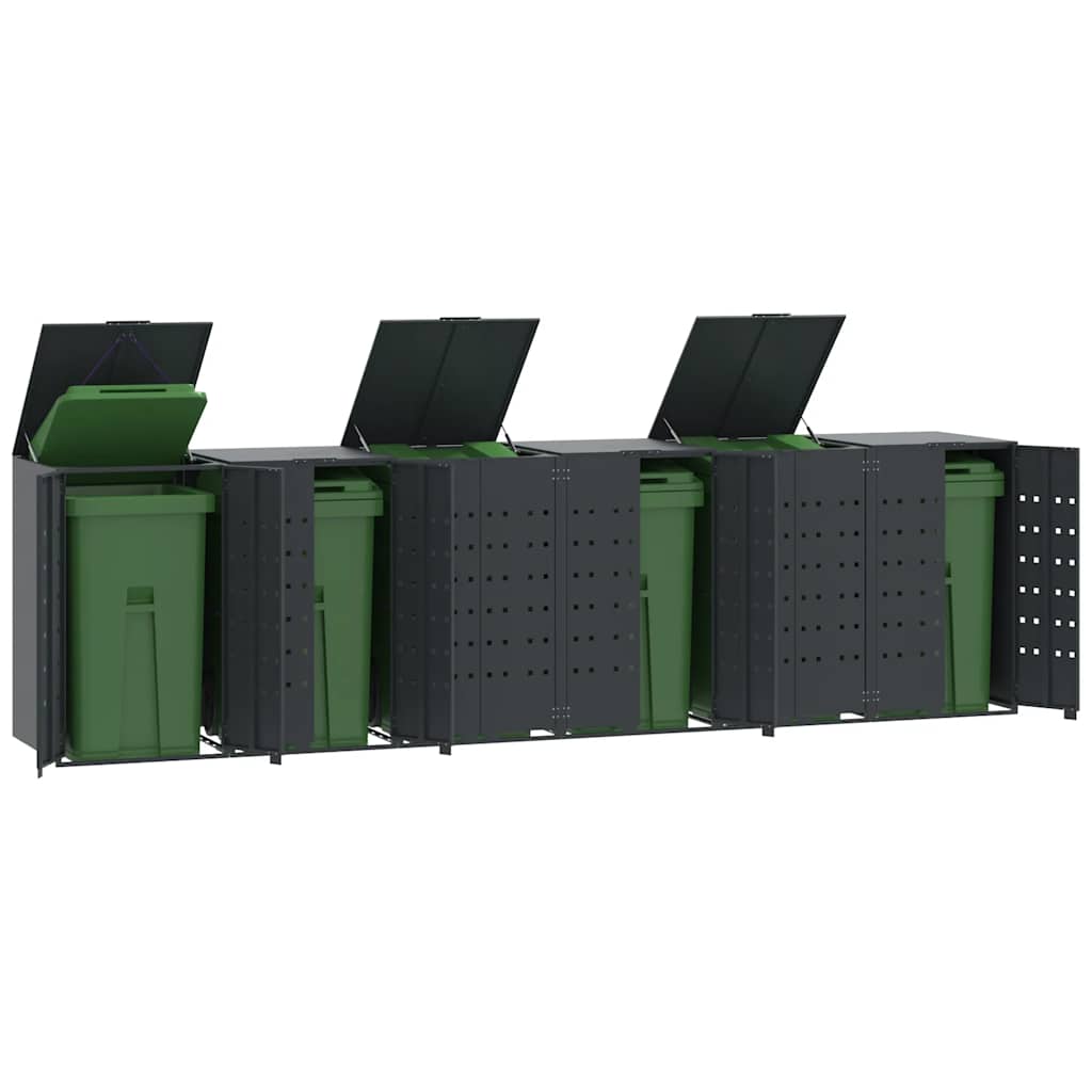 Mülltonnenbox für 2 Tonnen Schwarz 138x79x117 cm Stahl