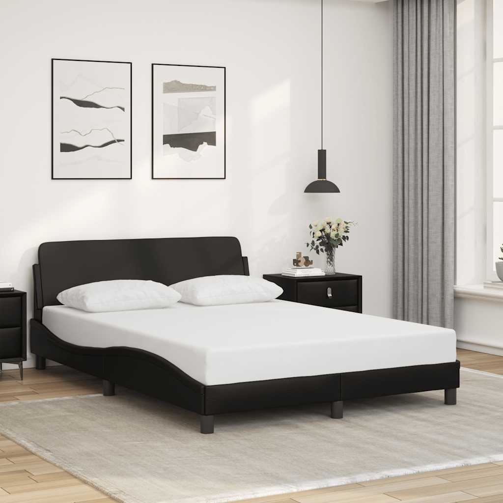 Bettgestell Dover Schwarz-Weiß 90x190 cm Kunstleder