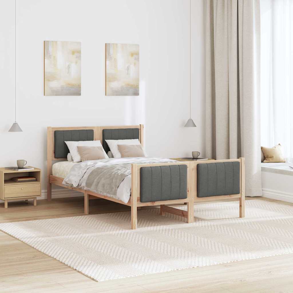 Bettgestell Braun und hellgrau 200 x 200 cm Massivholz Kiefer