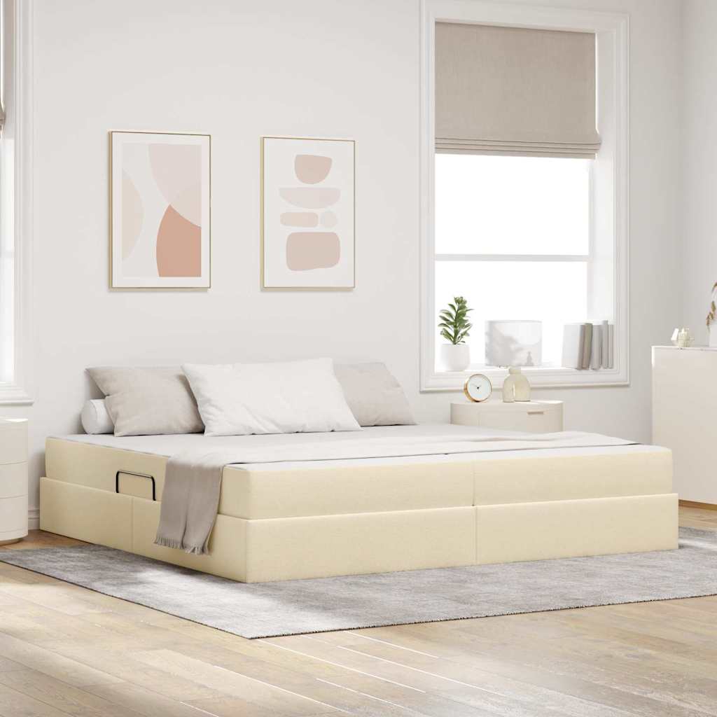 Aufbewahrungsbett mit Matratze Hellgrau 90 x 190 cm Polyester