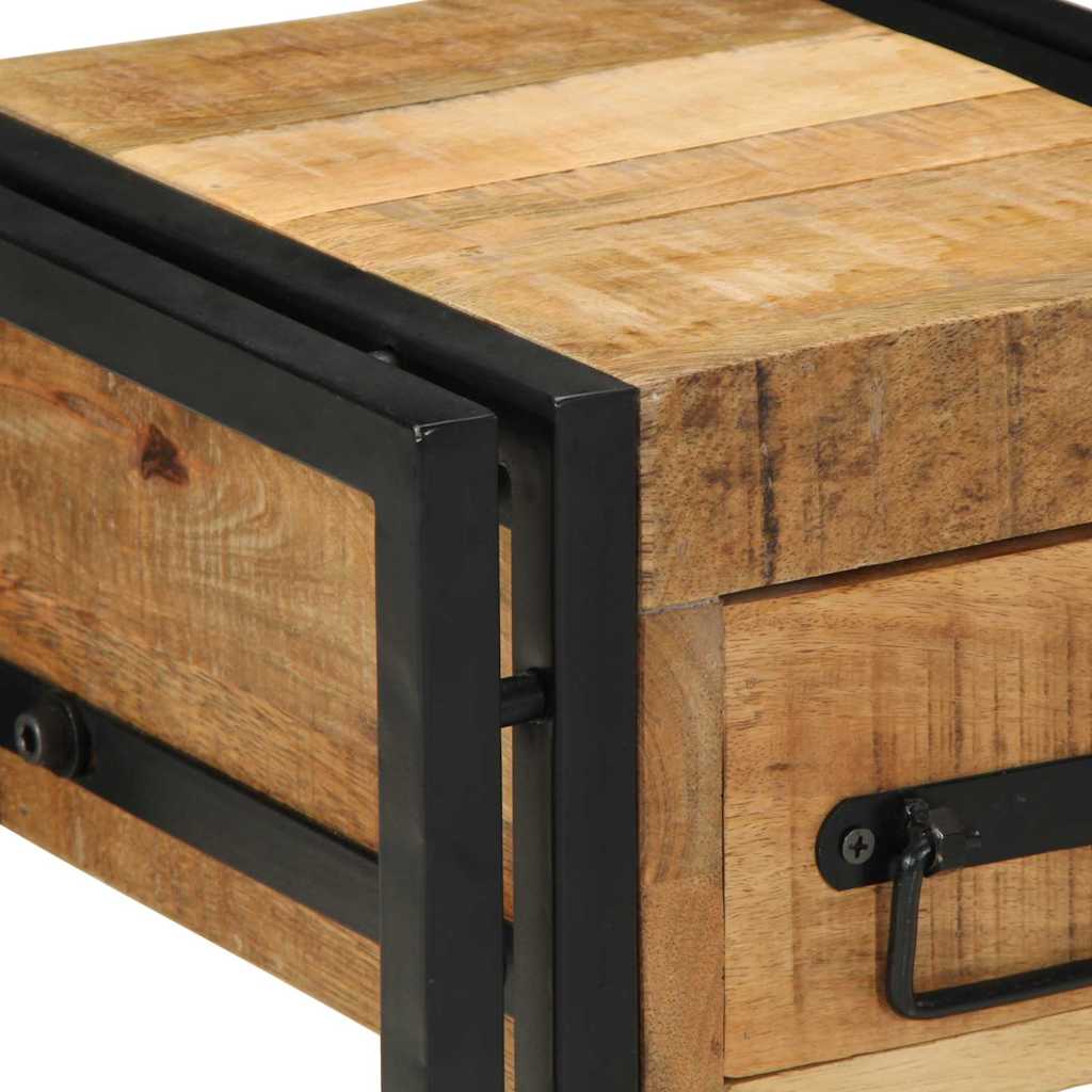 Beistelltisch mit Schubladen 40 x 40 x 50 cm Massivholz Mango