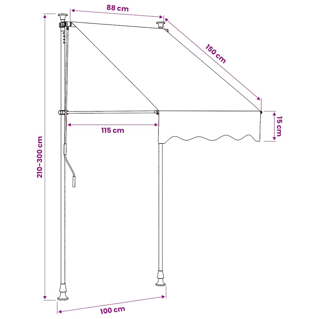 Einziehbare Markise Handbetrieben 150 cm Anthrazit