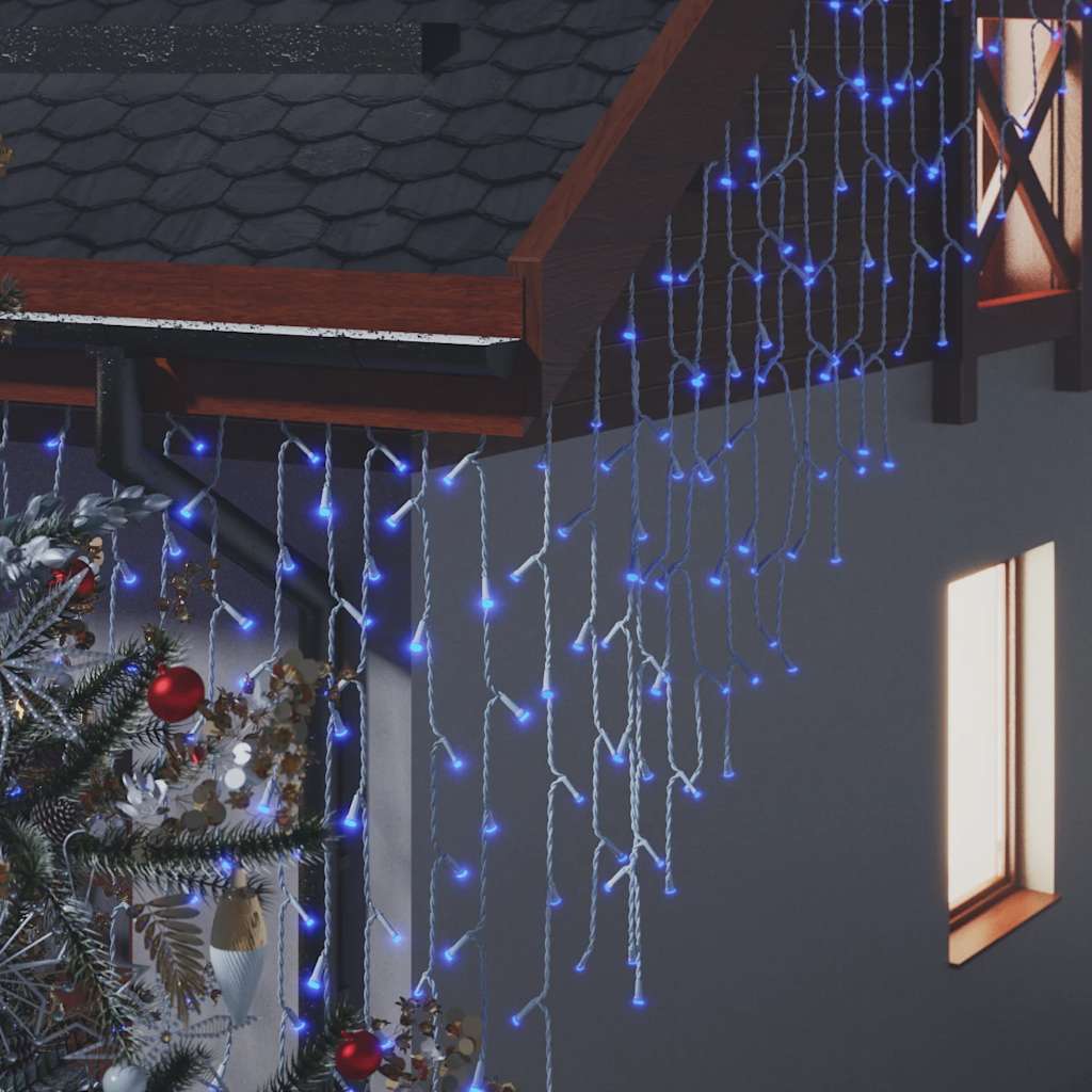 Lichtervorhang LED Eiszapfen 10 m 400 LED Warmweiß 8 Funktionen