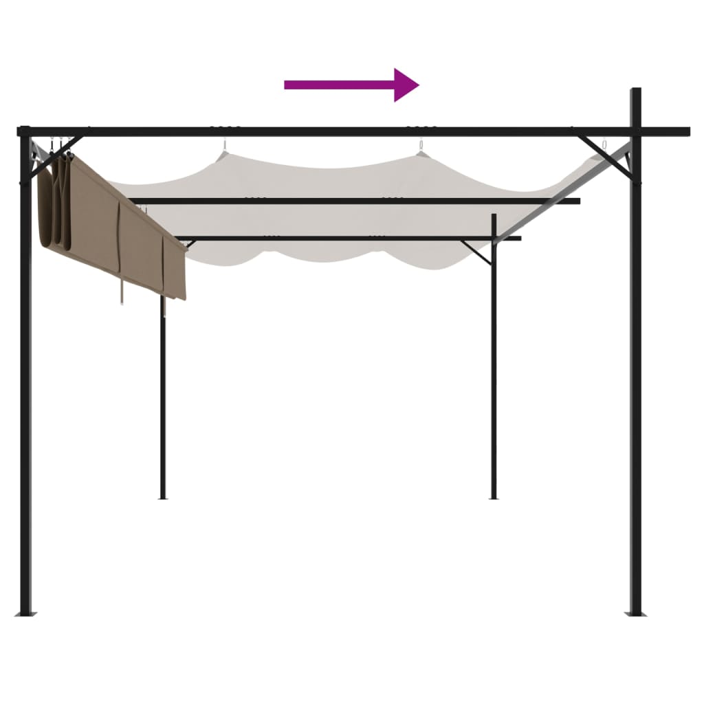 Pergola mit Schiebedach Creme 295x292x230 cm