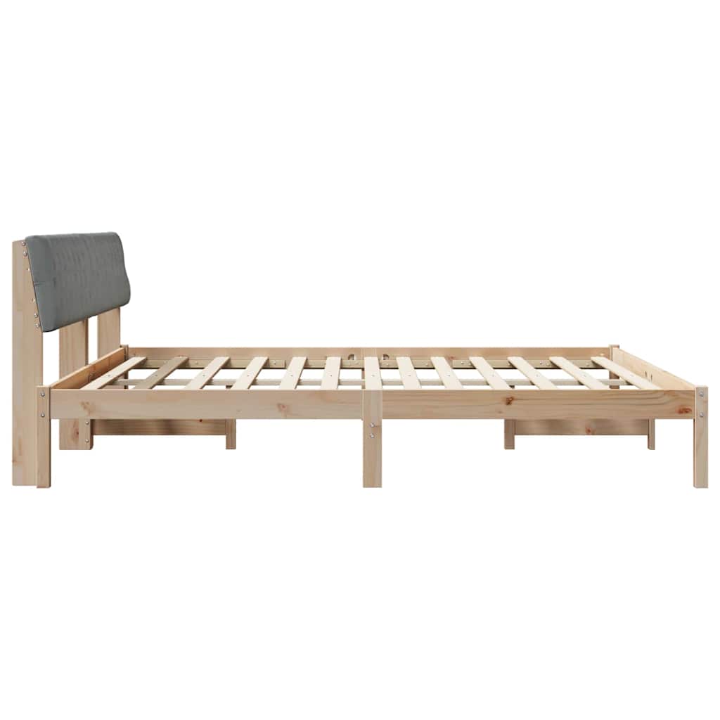 Bettgestell Braun und hellgrau 200 x 200 cm Massivholz Kiefer