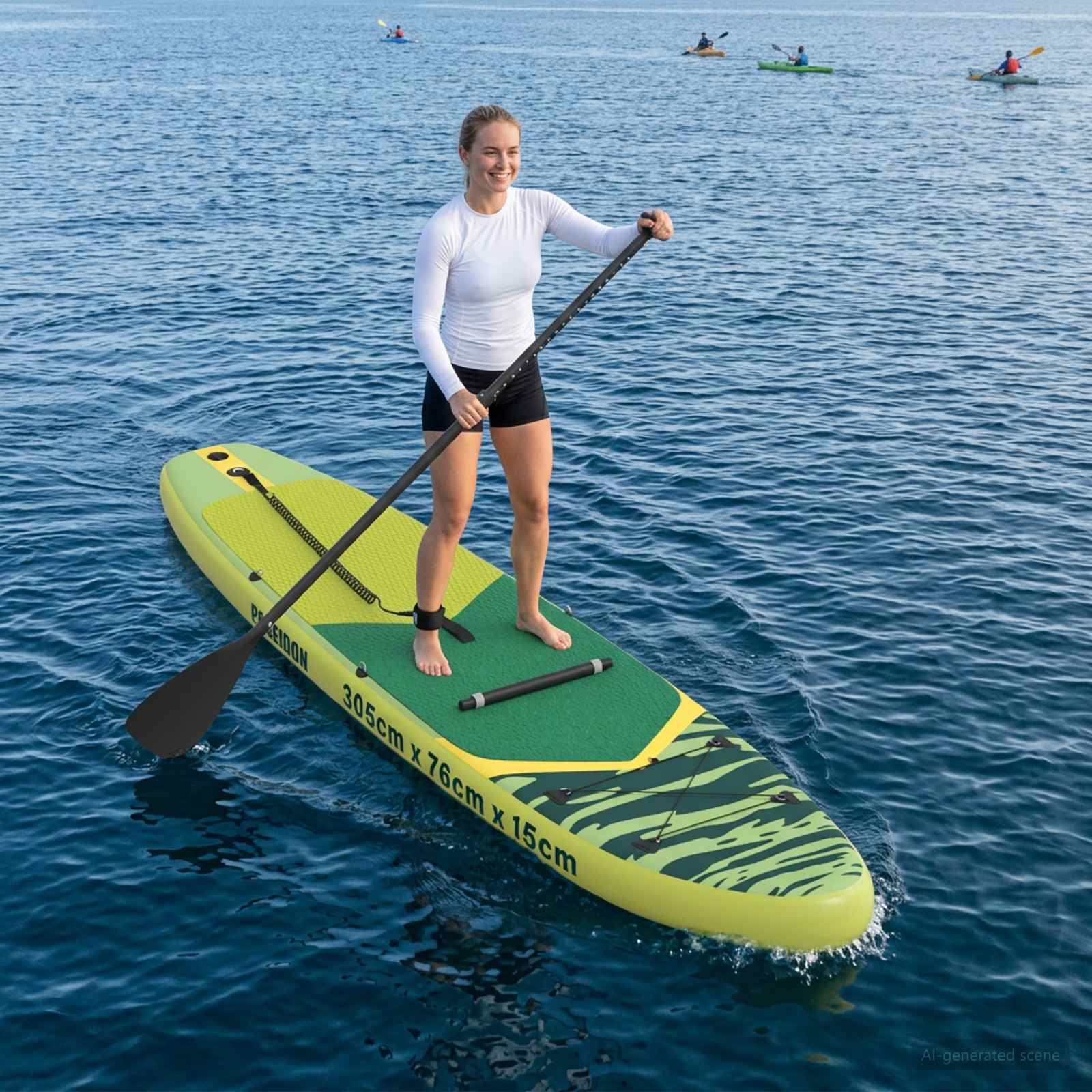 SUP Board mit Sitz 2-in-1 POSEIDON 305 x 76 x 15 cm Grün für