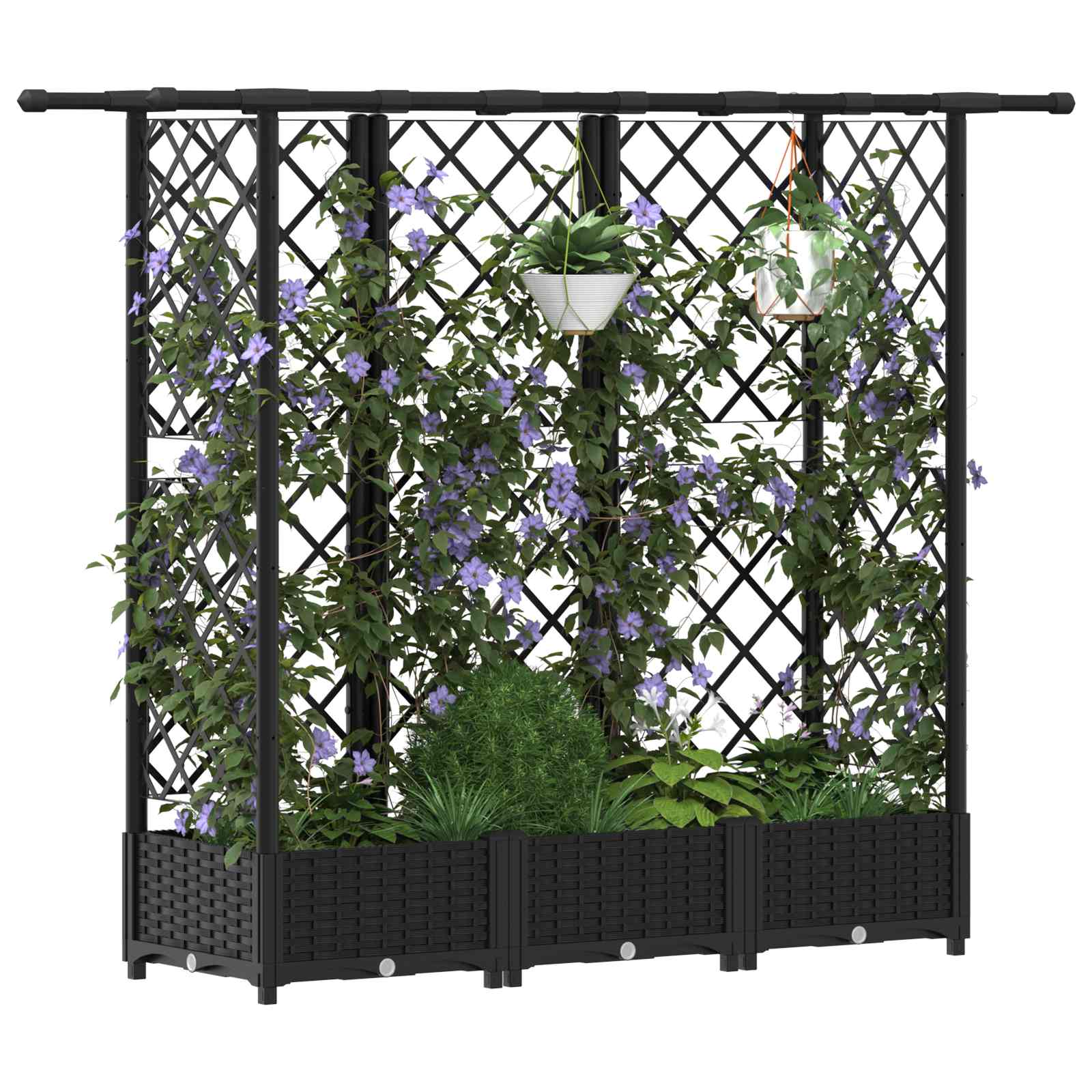 Hochbeet mit Rankgitter und Dach Braun 124 x 40 x 123 cm PP