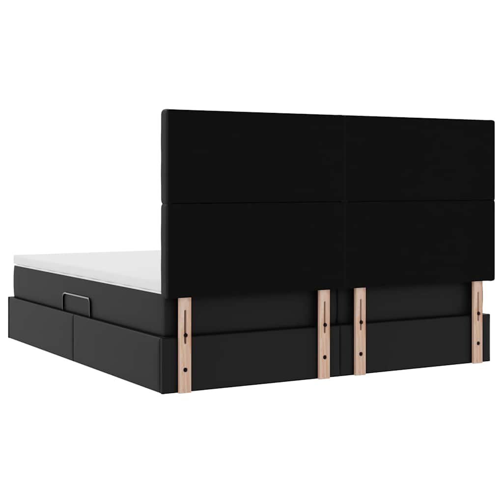 Bett mit Stauraum und LED Schwarz 180 x 200 cm Kunstleder