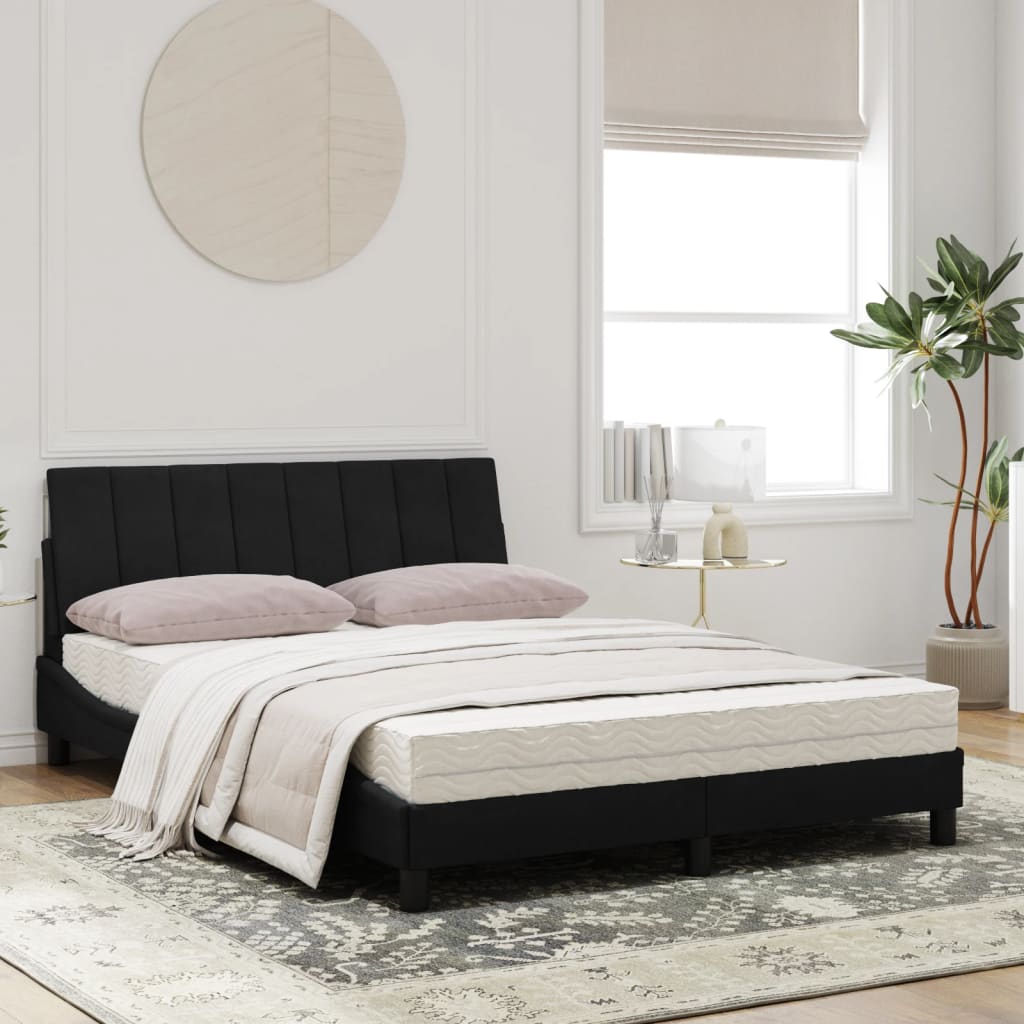 Bett mit Matratze "Hanko" Hellgrau 80x200 cm Samt
