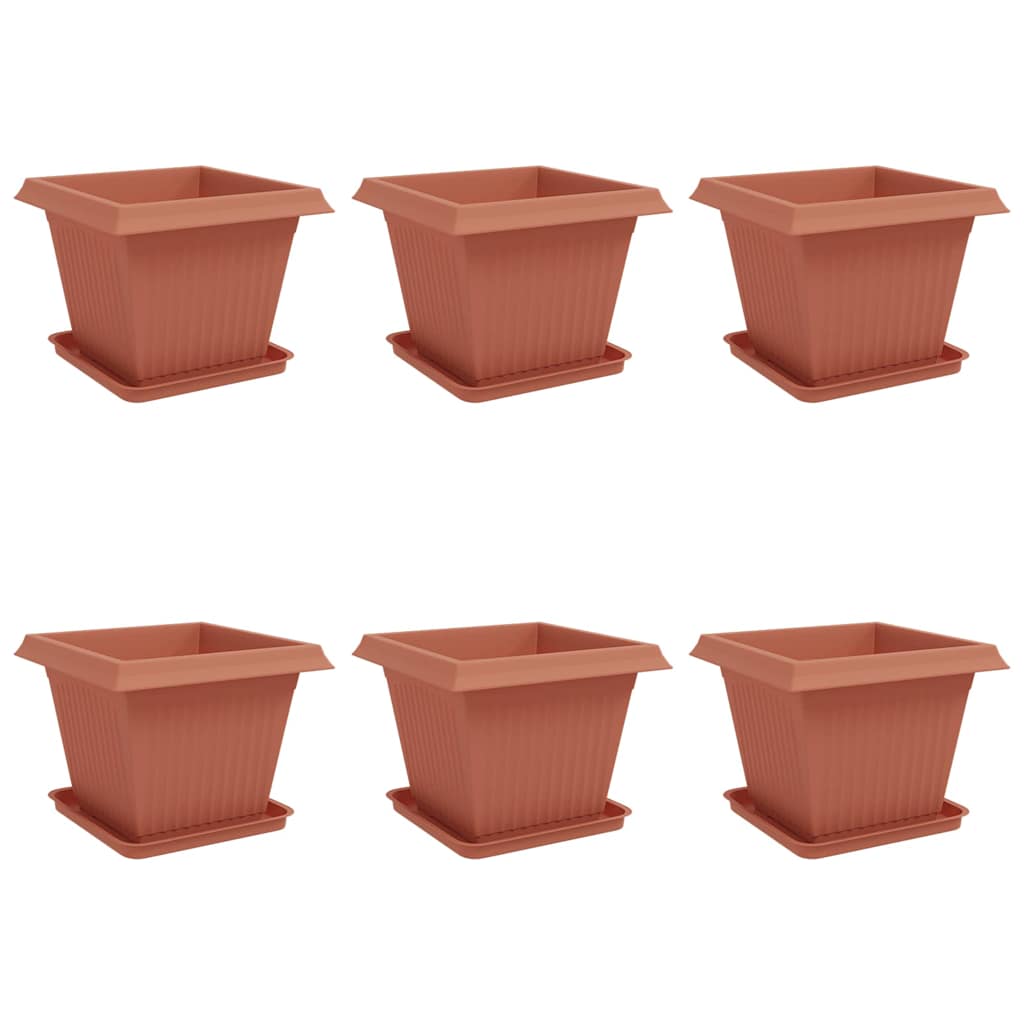 Blumentöpfe 6 pcs Ziegelrot 20 x 20 x 16 cm Kunststoff