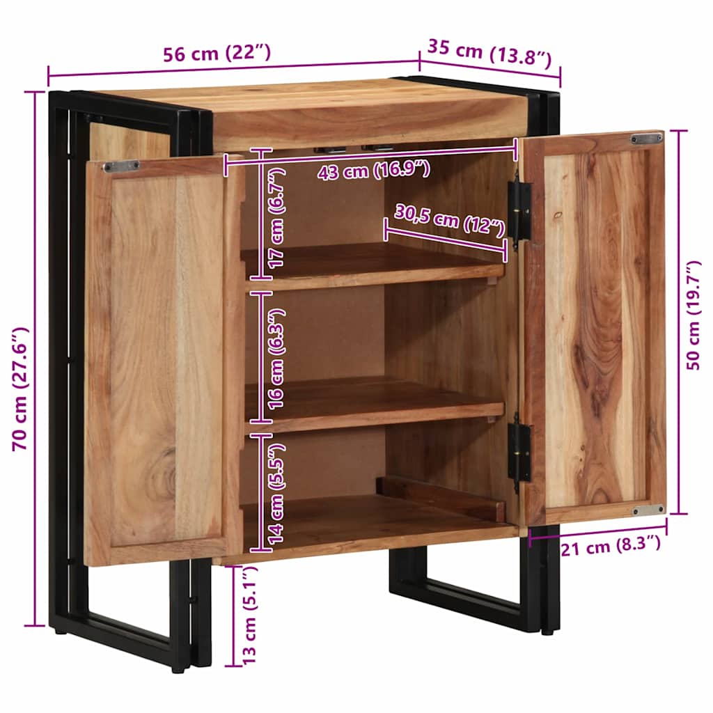 Schuhschrank mit Regal Braun 56 x 35 x 70 cm Massivholz Mango