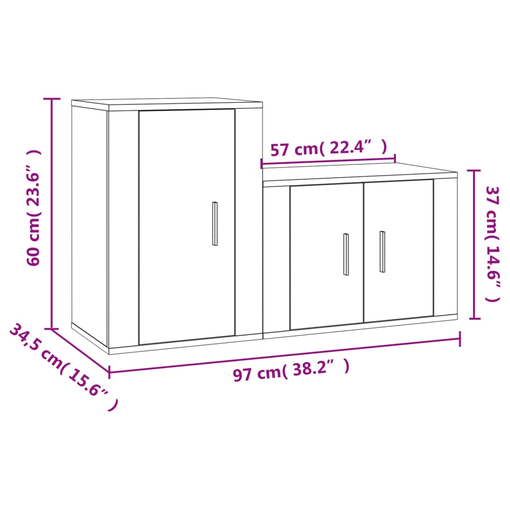 2-tlg. TV-Schrank-Set Weiß Holzwerkstoff