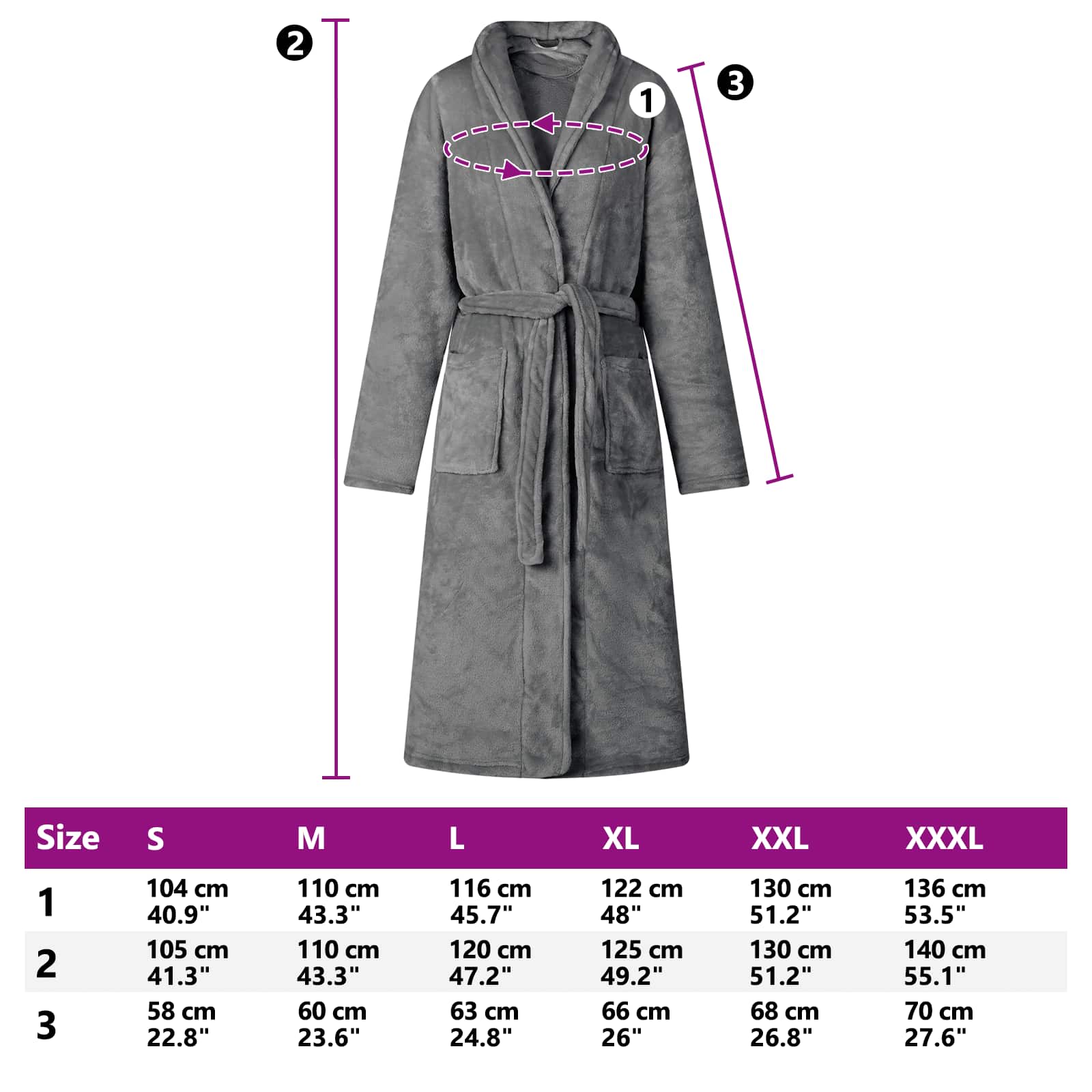 Bademantel ohne Kapuze Beige S Flanell