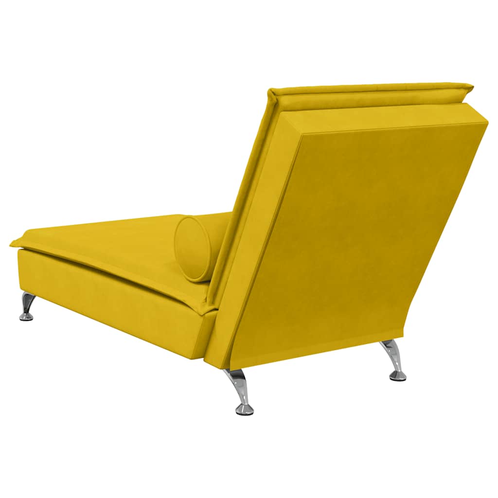 Massage-Chaiselongue mit Nackenrolle Hellgrau Samt