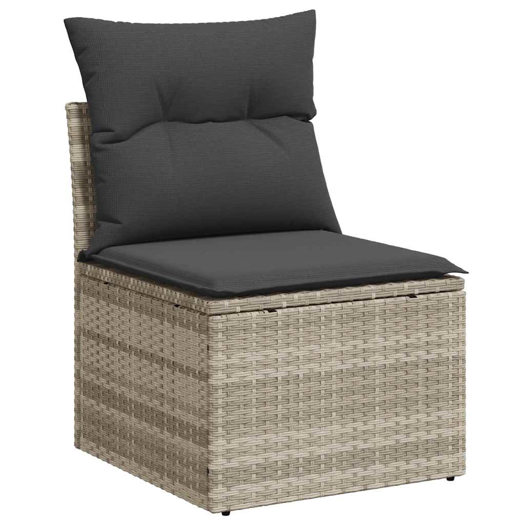 10-tlg. Garten-Sofagarnitur mit Kissen Schwarz Poly Rattan