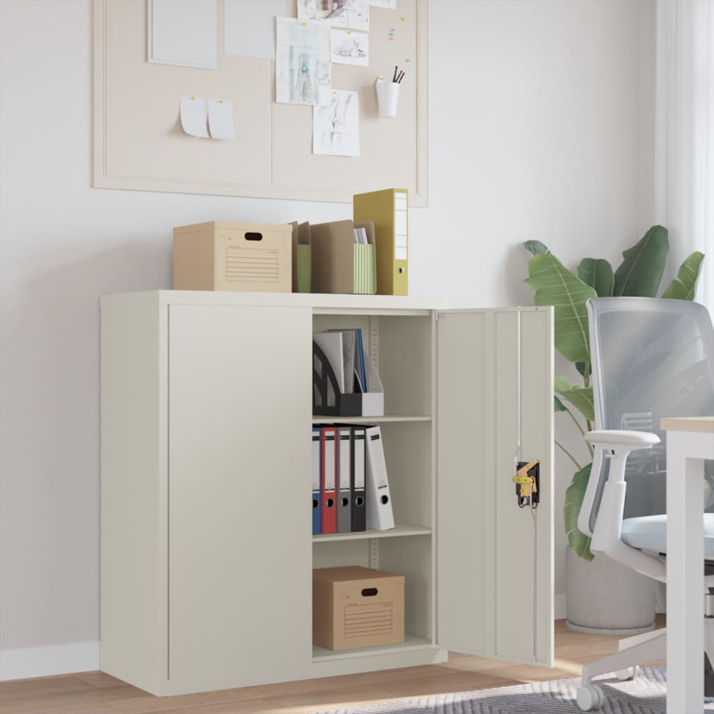 Aktenschrank mit 2 Türen Grau 90 cm Stahl