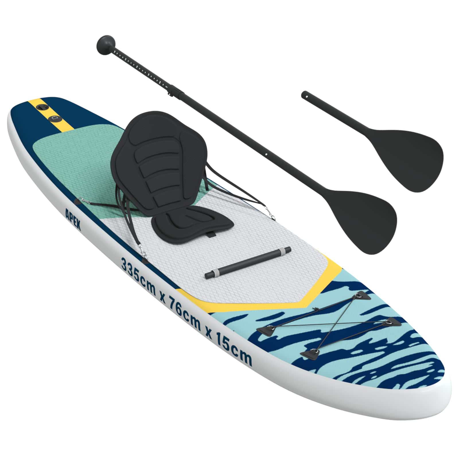 SUP Board mit Sitz 2-in-1 POSEIDON 305 x 76 x 15 cm Grün für