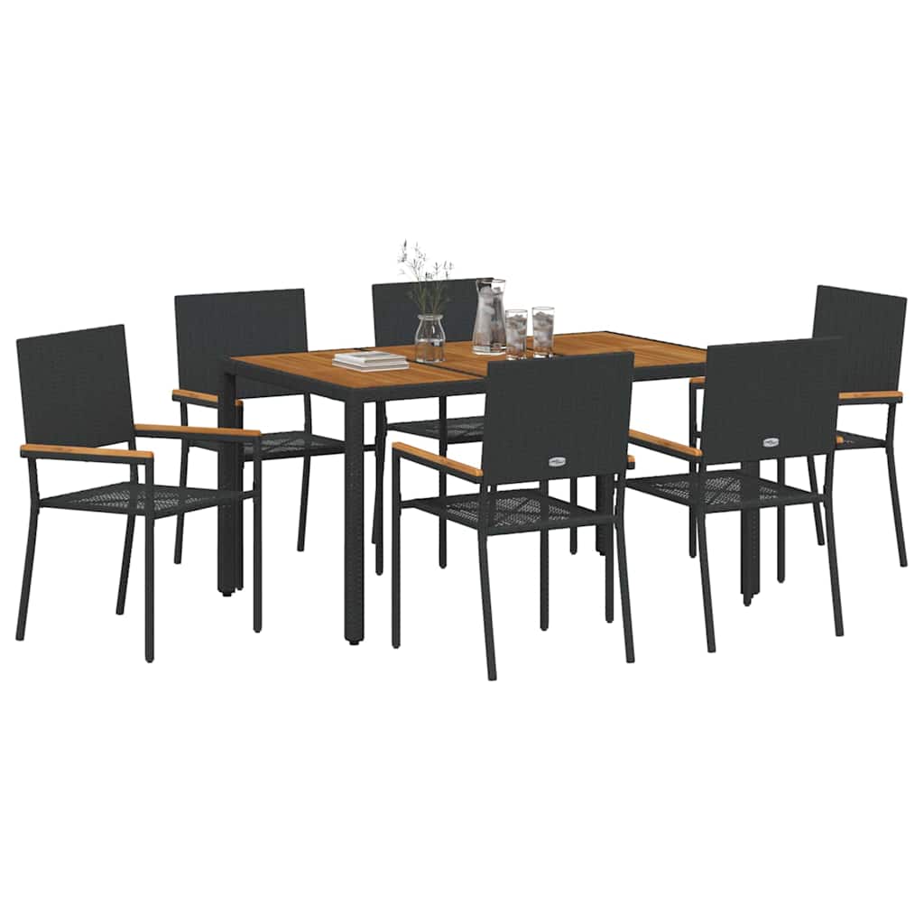 Garten Essgruppe 3 pcs Schwarz Poly-Rattan
