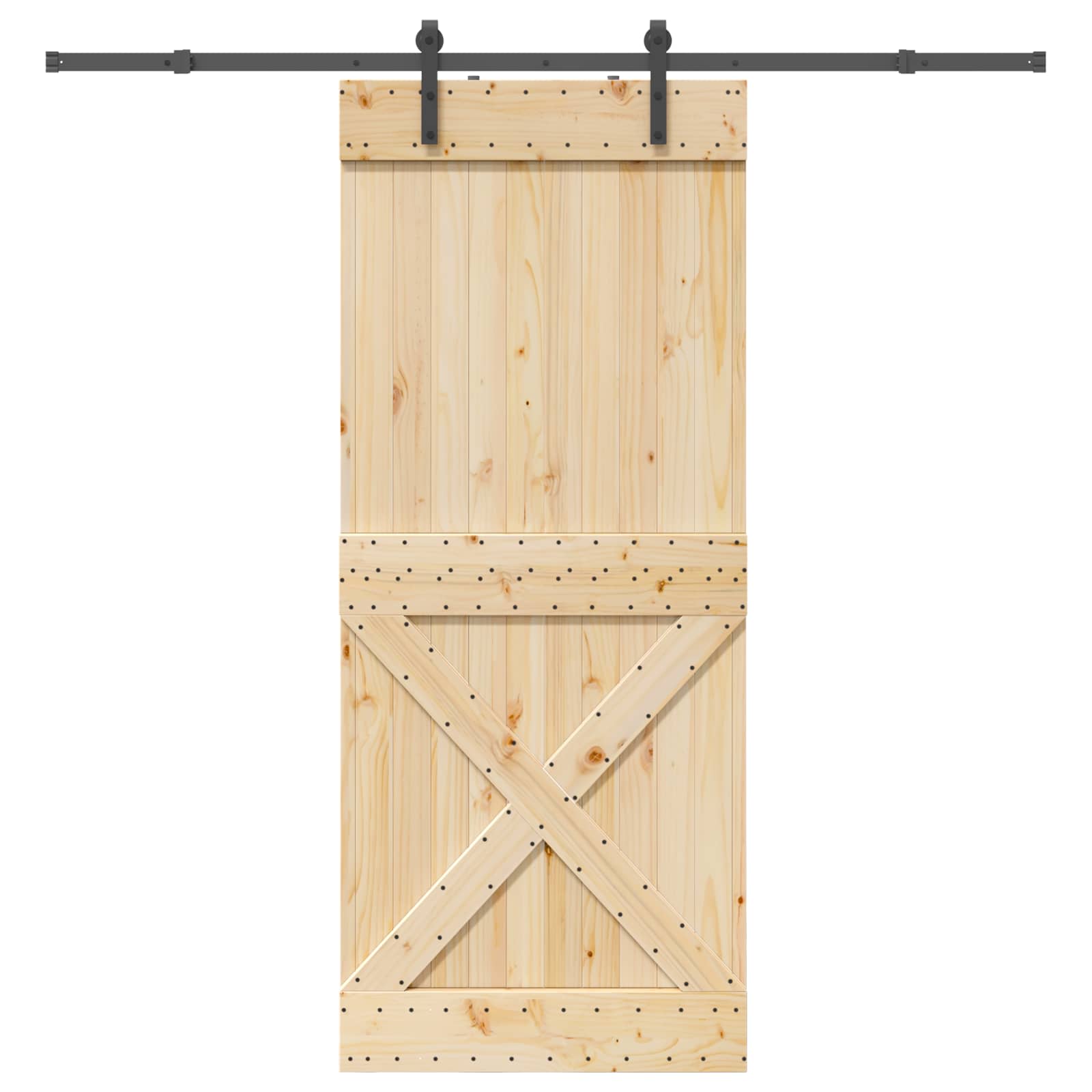 Schiebetür NARVIK Natürlich und Schwarz 70 x 210 cm (152,5 cm)