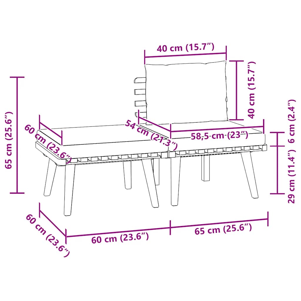 2-Sitzer-Gartensofa mit Kissen Massivholz Akazie