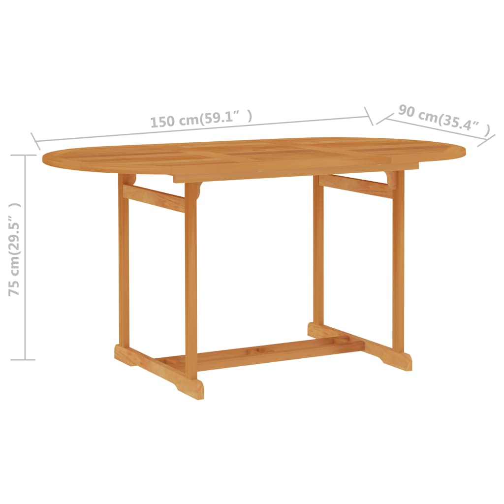 Gartentisch 180x90x75 cm Massivholz Teak