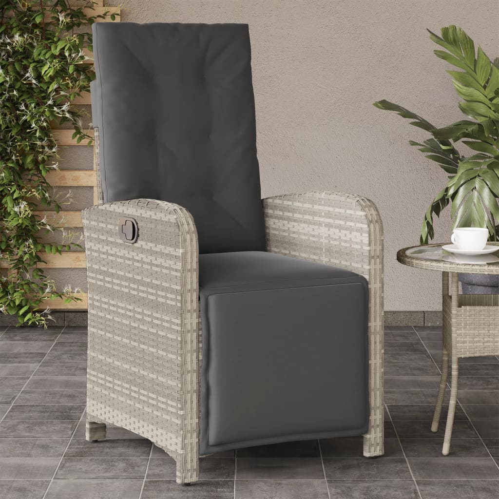 Gartensessel mit Fußteil Verstellbar Schwarz Poly Rattan