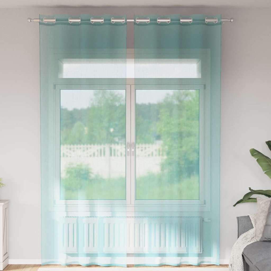 Voile Vorhänge mit Ösen 2 Stk. Apfelgrün 140x140 cm