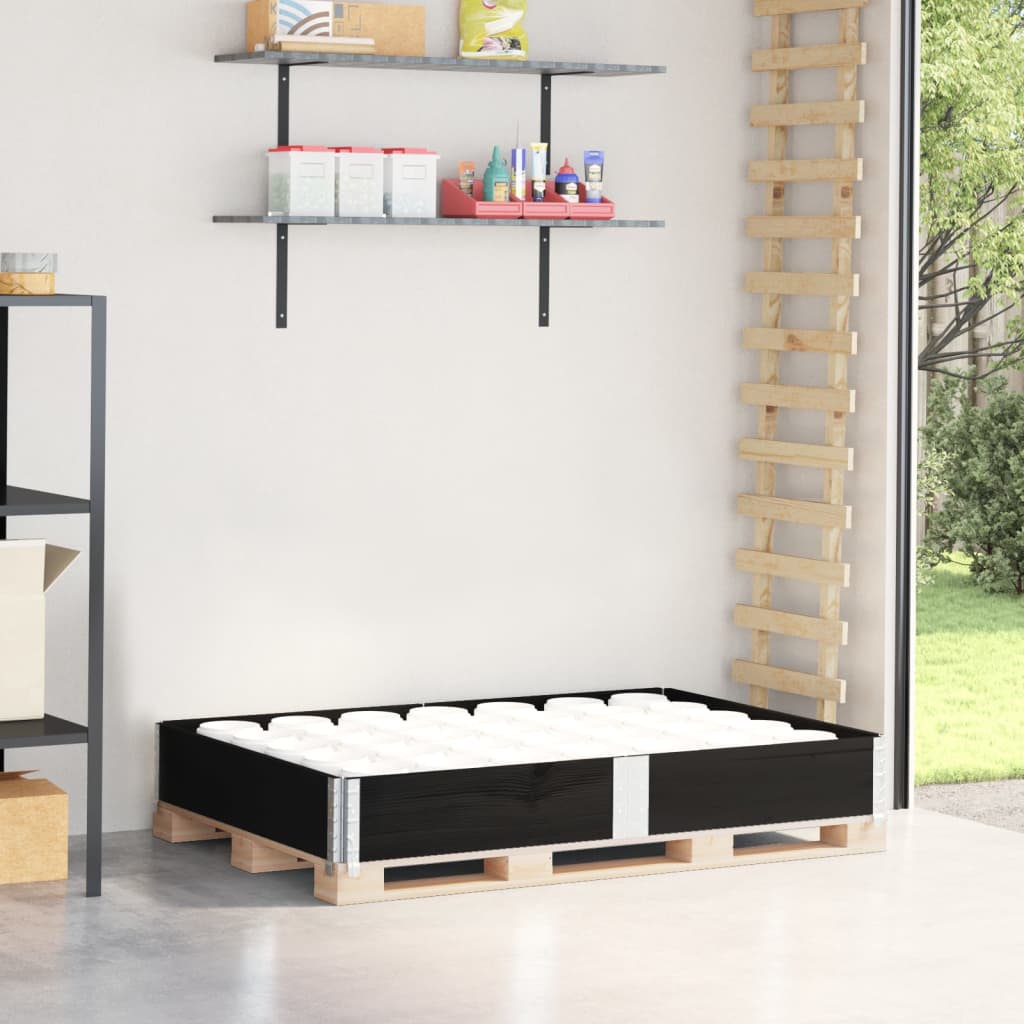 Paletten-Aufsatzrahmen Schwarz 80x60 cm Massivholz Kiefer