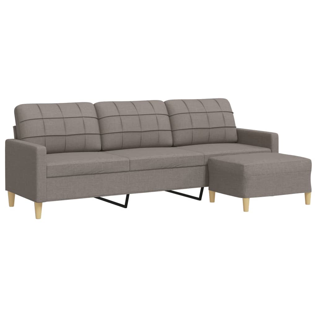 3-Sitzer-Sofa mit Hocker Taupe 180 cm Stoff