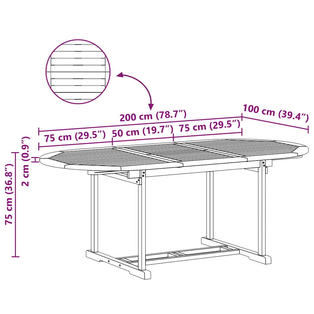 Garten Essgruppe 7 pcs Braun Massivholz Teak