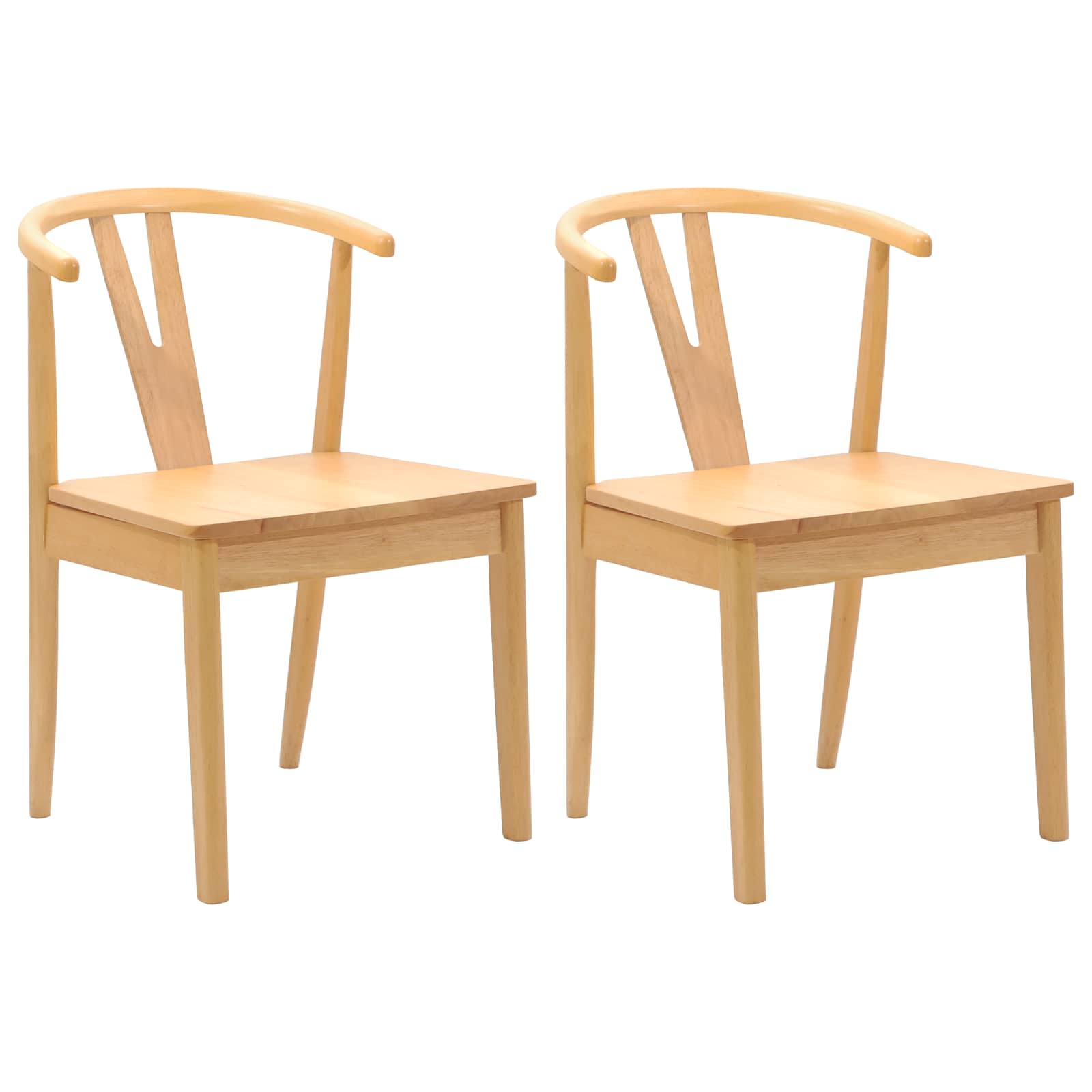 Esszimmerstuhl 2 pcs Hellbraun und hell Massives Gummiholz