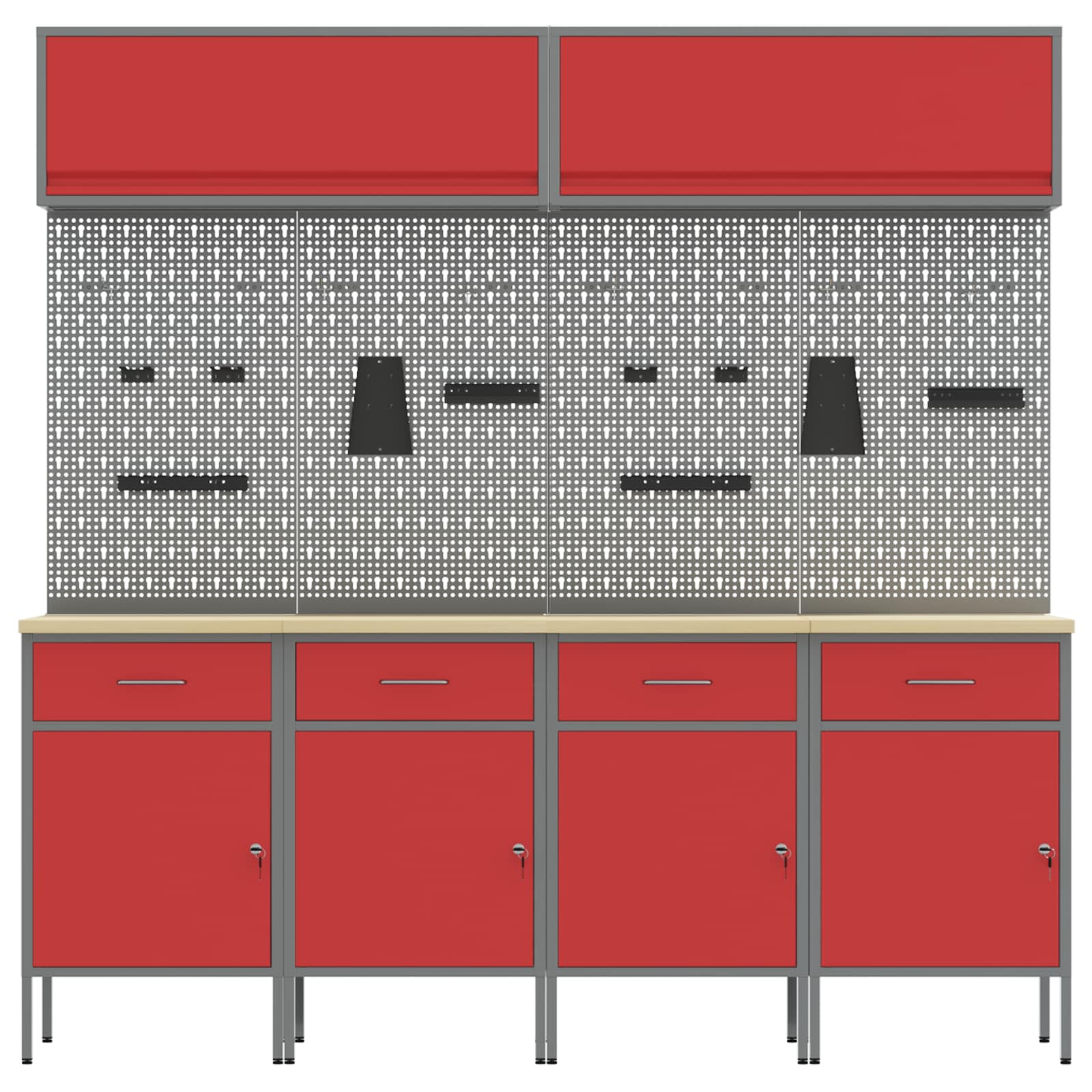 Arbeitsschrankset mit Schubladen mit Regal 8 pcs Grau