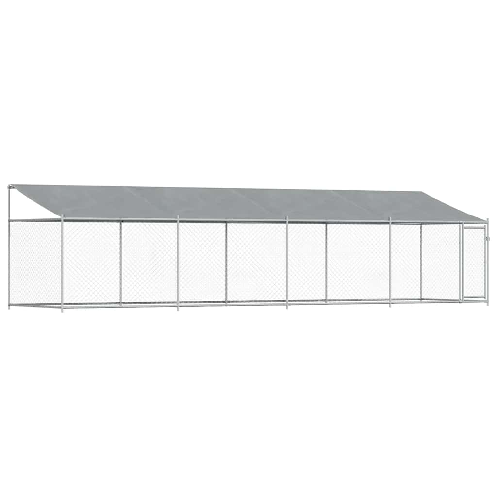 Hundezwinger mit Dach und Tür Grau 2x2x2 m Verzinkter Stahl
