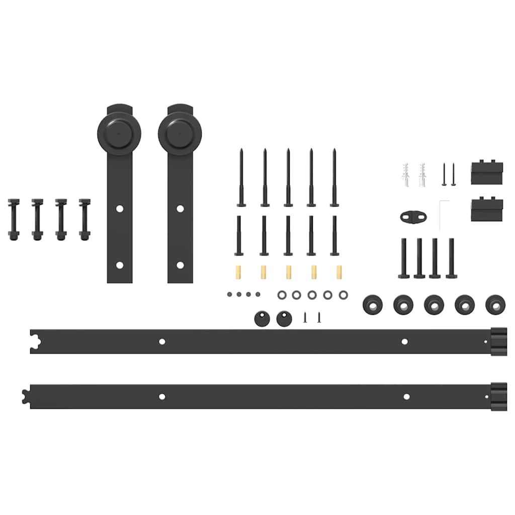 Schiebetürbeschlag-Set 183 cm Stahl Schwarz