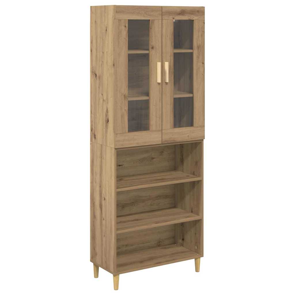 Highboard Altholz 69,5 x 34 x 180 cm Engineered Wood und Glas