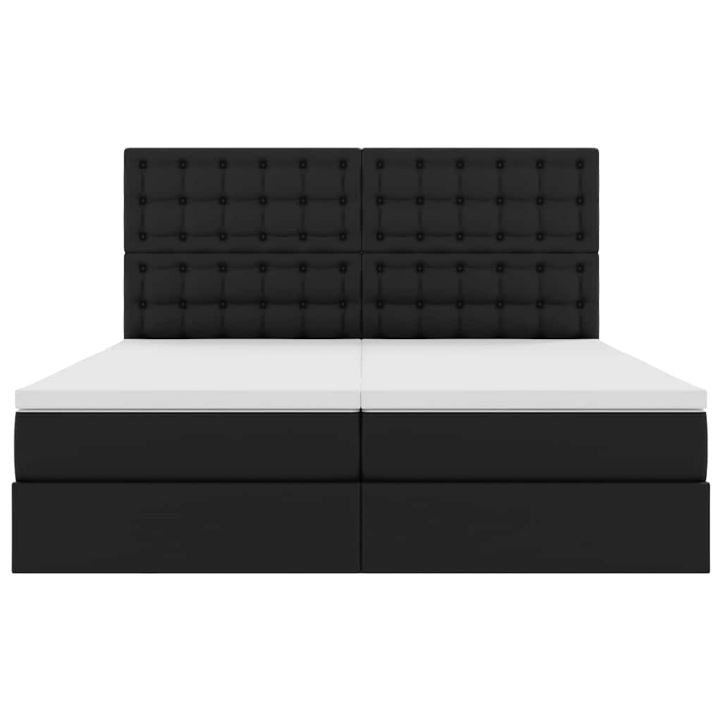 Bett mit Stauraum und LED Schwarz 180 x 200 cm Kunstleder