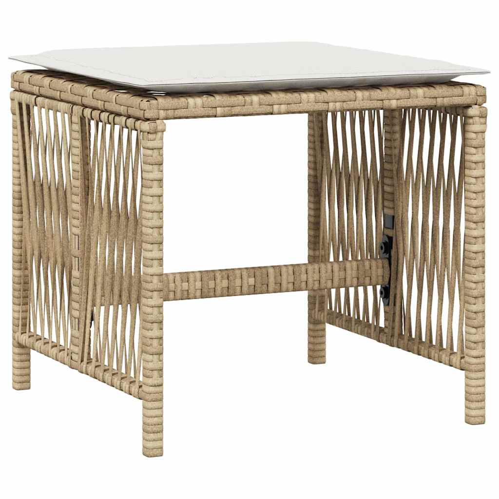 Gartenhocker mit Kissen 4 Stk. Schwarz 41x41x36 cm Poly Rattan