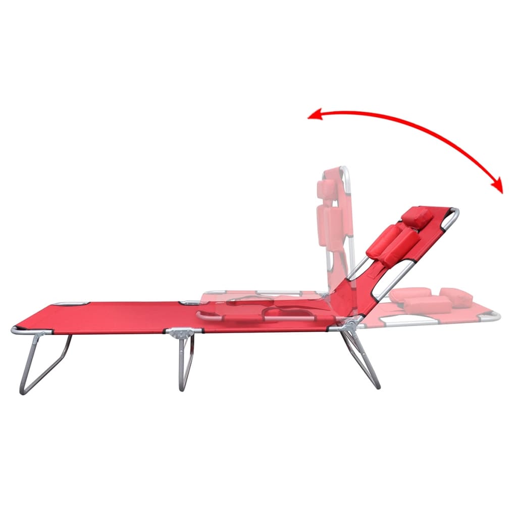Klappbare Sonnenliege mit Kopfkissen Stahl Magento Rosa