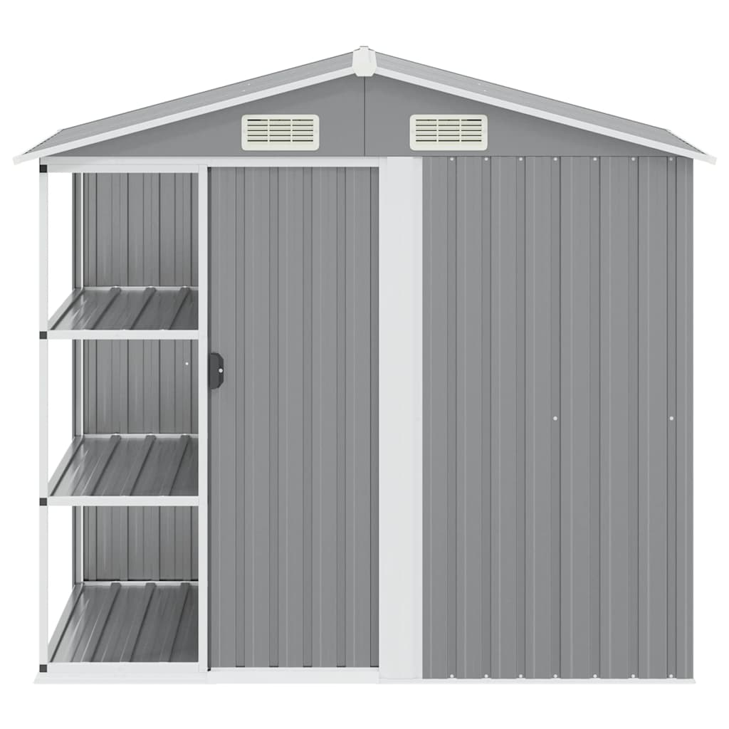 Gartenhaus mit Regal Grau 205x130x183 cm Eisen